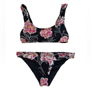 Roxy Black and Pink Floral Bikini